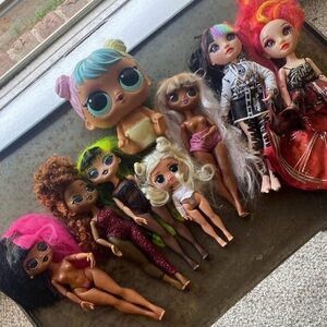 LOL Dolls and Rainbow High Dolls-Mixed Lot of Eight -Sold as Seen